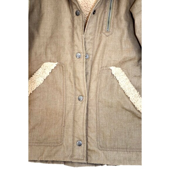 Marmot Sherpa Lined Jacket Medium Khaki Hooded Parka Cozy Y2K Gorpcore Winter - Picture 9 of 12